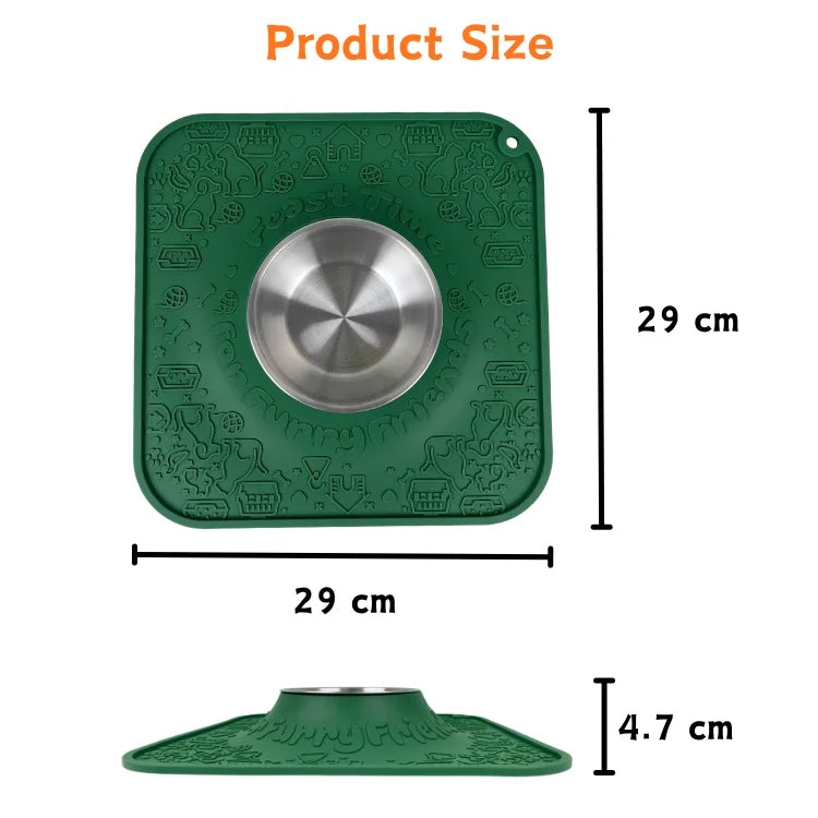 No-Mess Pet Feeding Mat with Strong Suction Bowl