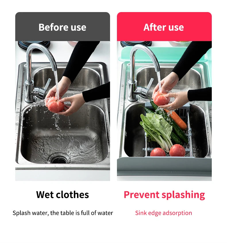 Sink Splash Guard Silicone Strip - No More Water Mess