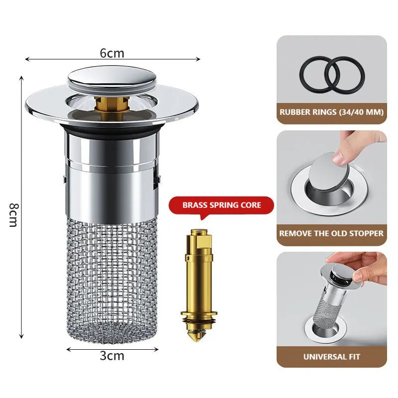 Anti-Clog Sink Drain Plug with Hair Catcher